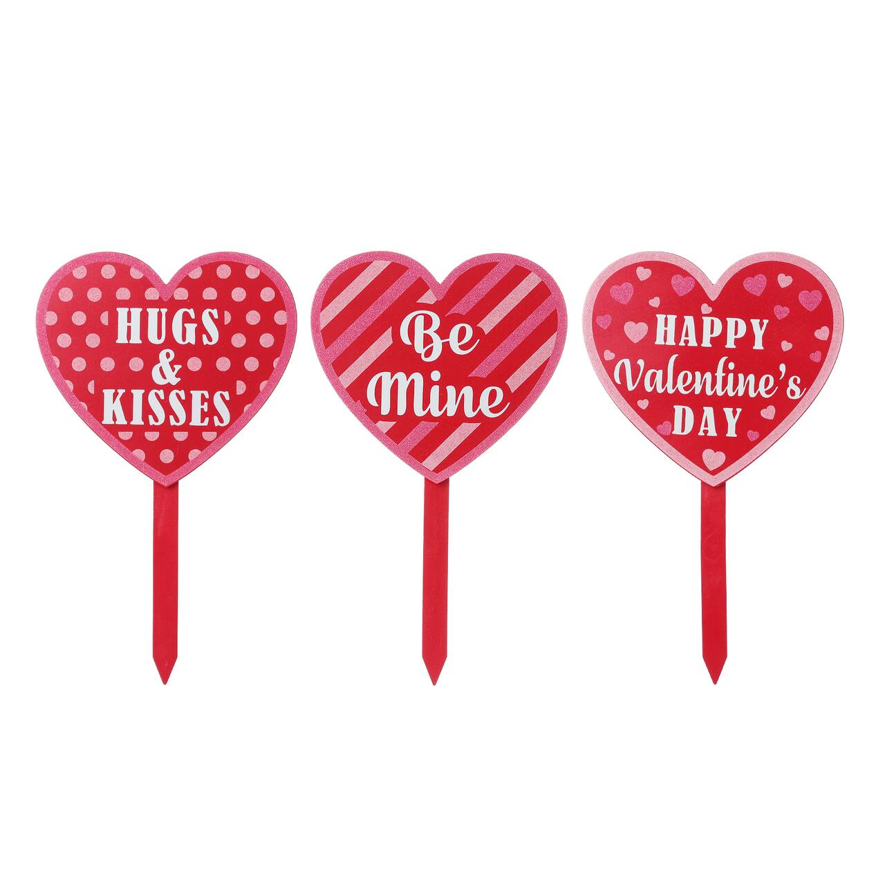 Glitzhome® 15" Wooden Heart-Shaped Valentine's Yard Stakes Set